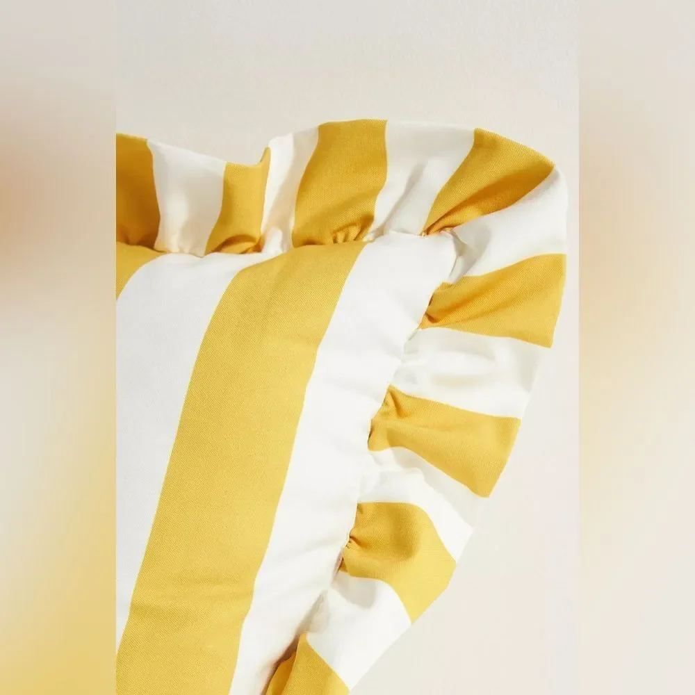 New Maeve by Anthropologie Striped Ruffle Indoor/Outdoor Pillow One Size